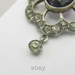 Antique Victorian Sterling Silver Amethyst Paste Halo Lavaliere Pendant