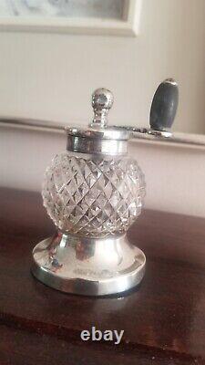 Antique Victorian Sterling Silver Cut Glass Pepper Mill/Grinder, 1887S