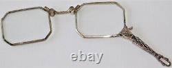 Antique Victorian Sterling Silver Eye Lorgnette Opera Chatelaine Folding Glasses