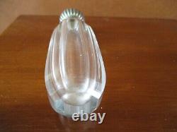 Antique Victorian Sterling Silver Hinged Top Ribbed Glass Perfume Bottle