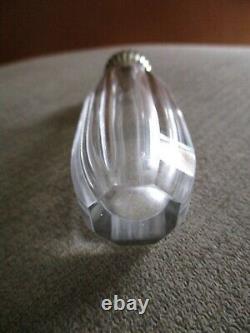 Antique Victorian Sterling Silver Hinged Top Ribbed Glass Perfume Bottle