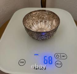 Antique Victorian Sterling Silver Open Salt 1893 Samuel Jacob Cobalt Glass Liner