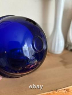 Antique Victorian Sterling Silver Open Salt 1893 Samuel Jacob Cobalt Glass Liner