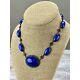 Antique Vintage Art Nouveau Blue Art Glass Necklace 925 Sterling Silver As Is