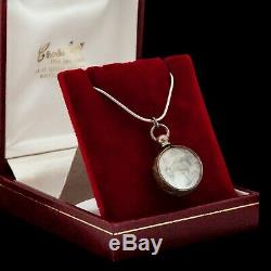 Antique Vintage Art Nouveau Sterling Silver Pool of Light Crystal Glass Necklace