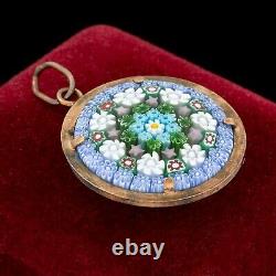 Antique Vintage Deco Retro Style Sterling Silver Gold Millefiori Pendant 7.5g