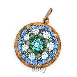 Antique Vintage Deco Retro Style Sterling Silver Gold Millefiori Pendant 7.5g