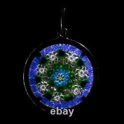 Antique Vintage Deco Retro Style Sterling Silver Gold Millefiori Pendant 7.5g