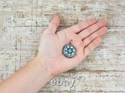 Antique Vintage Deco Retro Style Sterling Silver Gold Millefiori Pendant 7.5g