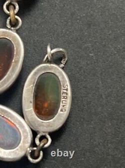 Antique Vintage Estate Glass Opal Dragons Breath Bracelet Sterling Silver 925