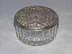 Antique, Vintage Glass Trinket Box With Sterling Silver Lid, Mirror, Heavy Lid