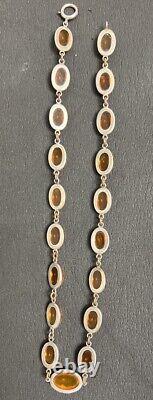 Antique Vintage Sterling Silver 925 Deco Dragons Breath Necklace 21 Opal Glass