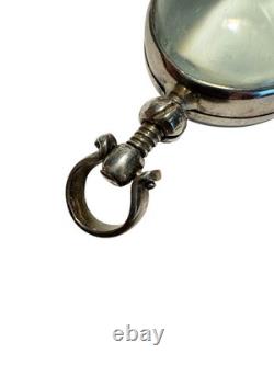 Antique Vintage Sterling Silver Oval Glass Pendant /Chain Locket