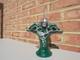 Antique Vintage Sterling Silver Overlay Teal Green Glass Basket 7.5 Art Nouveau