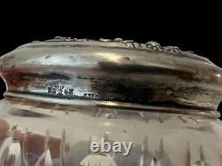 Antique/Vintage Victorian Sterling Silver Poppy & Cut Glass Dresser Vanity Jar