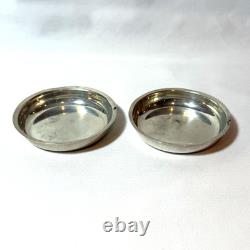 Antique Watrous Mtg Co Sterling Silver Glass Coasters (2) Stamped 2.185 Ozt