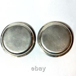Antique Watrous Mtg Co Sterling Silver Glass Coasters (2) Stamped 2.185 Ozt
