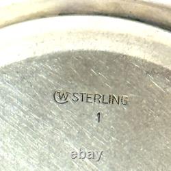 Antique Watrous Mtg Co Sterling Silver Glass Coasters (2) Stamped 2.185 Ozt