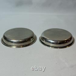 Antique Watrous Mtg Co Sterling Silver Glass Coasters (2) Stamped 2.185 Ozt