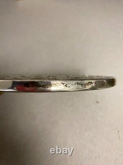 Antique Webster Sterling Silver Overlay Floral Glass Trivet Tray Coaster 6