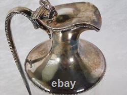 Antique William George Sissons Glass Sterling Silver Wine Carafe Claret Pitcher