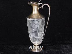 Antique William George Sissons Glass Sterling Silver Wine Carafe Claret Pitcher