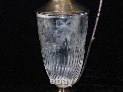 Antique William George Sissons Glass Sterling Silver Wine Carafe Claret Pitcher