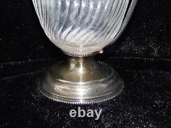 Antique William George Sissons Glass Sterling Silver Wine Carafe Claret Pitcher