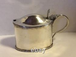 Antique William Hutton STERLING SILVER MUSTARD POT COBALT GLASS LINER England