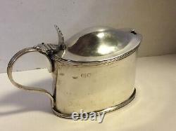 Antique William Hutton STERLING SILVER MUSTARD POT COBALT GLASS LINER England