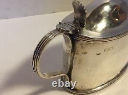 Antique William Hutton STERLING SILVER MUSTARD POT COBALT GLASS LINER England