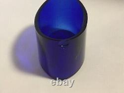 Antique William Hutton STERLING SILVER MUSTARD POT COBALT GLASS LINER England