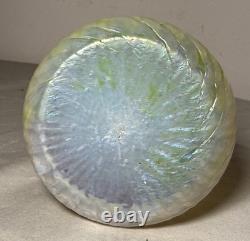 Antique hand blown Bohemian Kralik glass sterling silver mounted iridescent vase