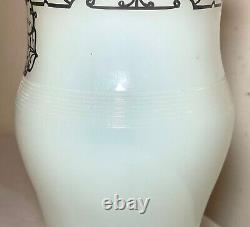 Antique ornate sterling silver overlaid opal opaline tall glass vase