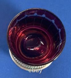 Antique red glass sterling silver stands Small goblets Lot Of 2