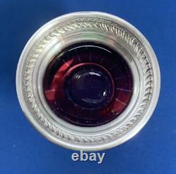 Antique red glass sterling silver stands Small goblets Lot Of 2