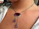 Antique Sterling Amethyst And Lavender Glass Edwardian Lavaliere Necklace