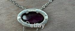 Antique sterling amethyst and lavender glass Edwardian lavaliere necklace