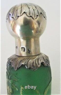 Antq Daum France Art Glass Perfume Scent Bottle Sterling Silver Gilted Ex-condt
