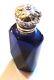 Antq Faceted Deep Blue Cut Glass Scent Perfume Bottle Sterling Silver Cap Ex-con