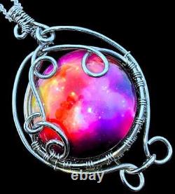 ArcAlchemistOne Sterling Silver Pink Blue Glass Cosmos Galaxy Nebula