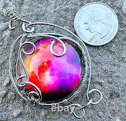 ArcAlchemistOne Sterling Silver Pink Blue Glass Cosmos Galaxy Nebula