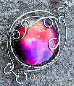 ArcAlchemistOne Sterling Silver Pink Blue Glass Cosmos Galaxy Nebula