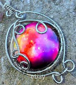 ArcAlchemistOne Sterling Silver Pink Blue Glass Cosmos Galaxy Nebula