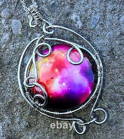 ArcAlchemistOne Sterling Silver Pink Blue Glass Cosmos Galaxy Nebula