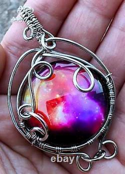 ArcAlchemistOne Sterling Silver Pink Blue Glass Cosmos Galaxy Nebula