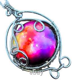 ArcAlchemistOne Sterling Silver Pink Blue Glass Cosmos Galaxy Nebula