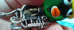 Argento Zebra's Italian Murano Glass Mounted Sterling Silver 925 Band Figures