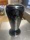 Art Deco Black Amethyst Glass Style Vase Sterling Silver Overlay Floral