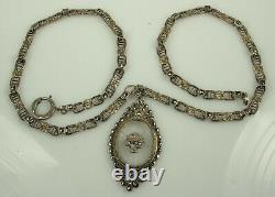 Art Deco CAMPHOR GLASS Necklace 1930s STERLING & MARCASITES 16.25 Choker FAB